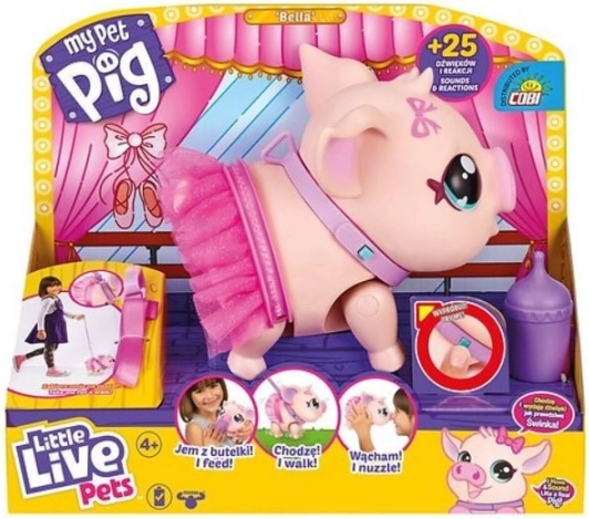 Cerdita interactiva Bella Little Live Pets con correa