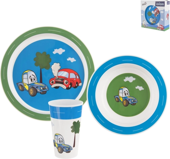 Juego de vajilla infantil con motivo de coche, 3 piezas