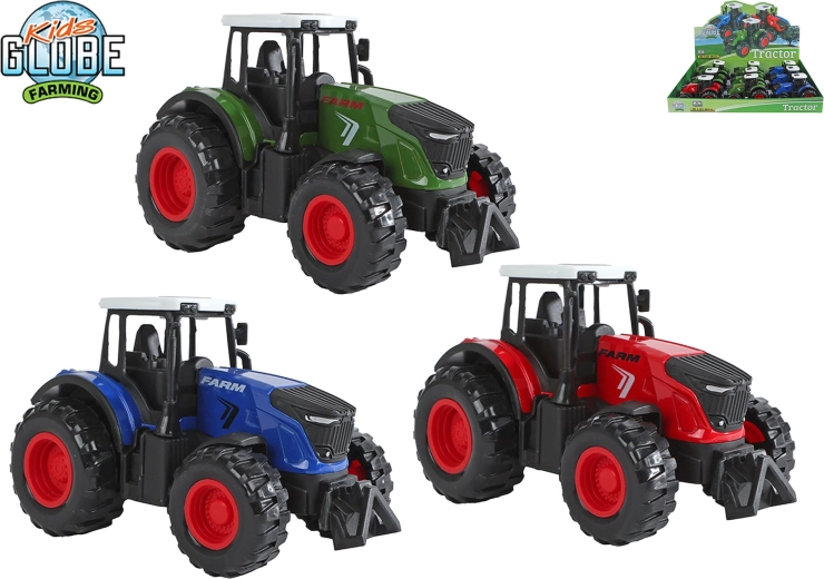Tractor metálico Kids Globe Farming con retroceso 12 cm - 1 pieza