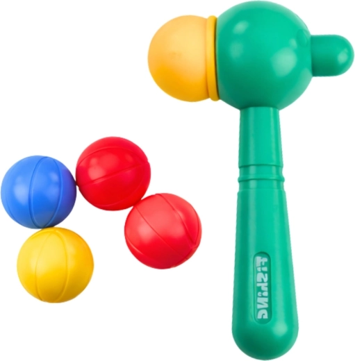 Juego con martillo y cuatro canicas