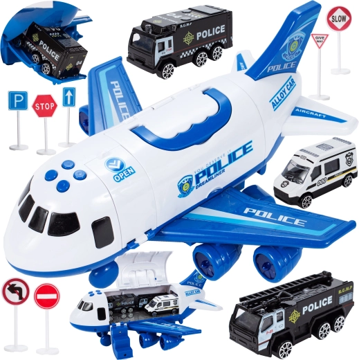 Avión con cochecitos metálicos 1:64 con luz y sonido