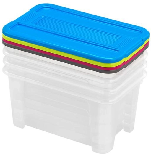 Cajas de almacenaje con tapa de 4,5 l – set de 4 uds.