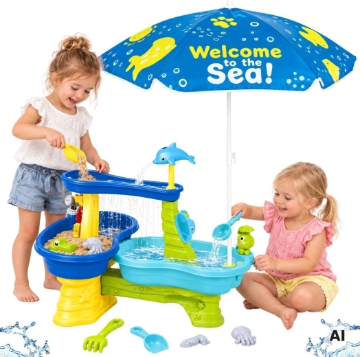 Mesa de agua y arena WOOPIE con sombrilla 2 en 1