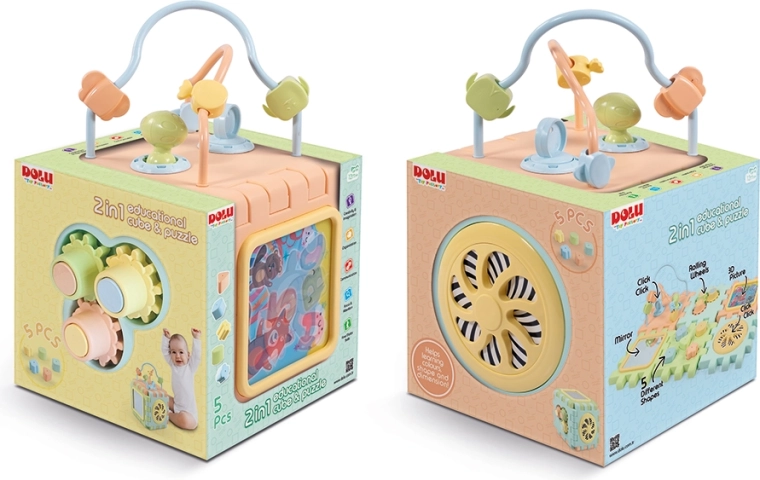 2 en 1: cubo y base interactiva tipo puzzle