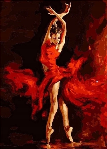 Norimpex pintura con diamantes Bailarina con vestido rojo 30 × 40 cm