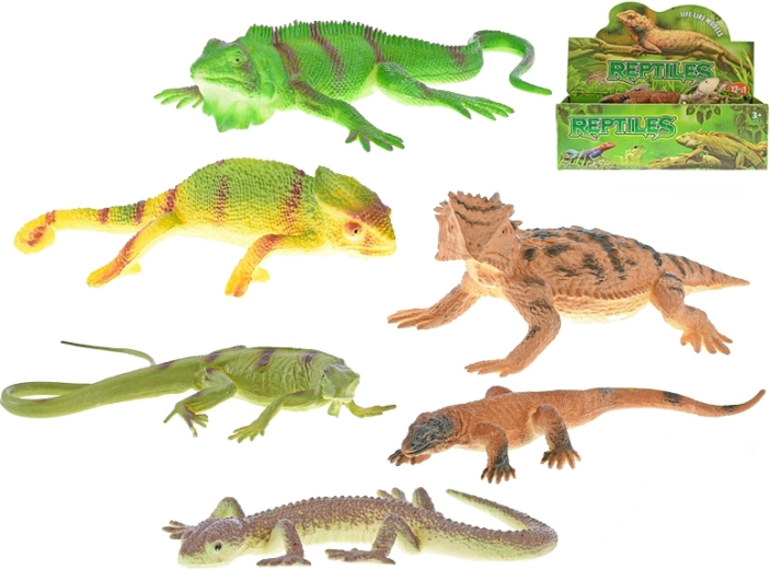 Lagartijas de plástico 12–23 cm, set de 12 uds., 6 tipos