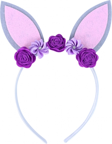 Diadema infantil con orejas de conejo morada