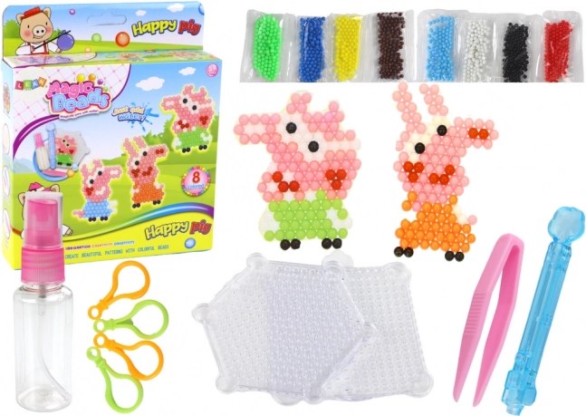 Cuentas de agua DIY – set de 8 colores con motivos de cerditos