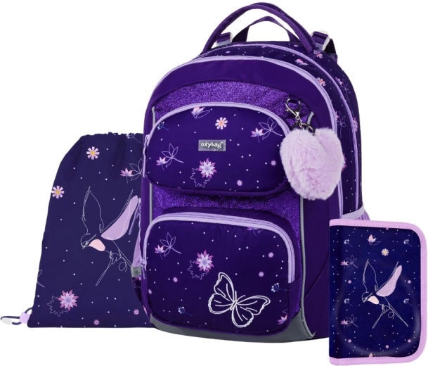 Set escolar OXY Jumper Flowers – mochila, estuche y bolsa