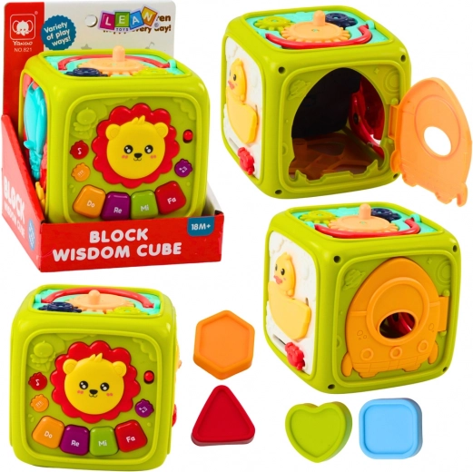 Cubo educativo interactivo para niños León Verde