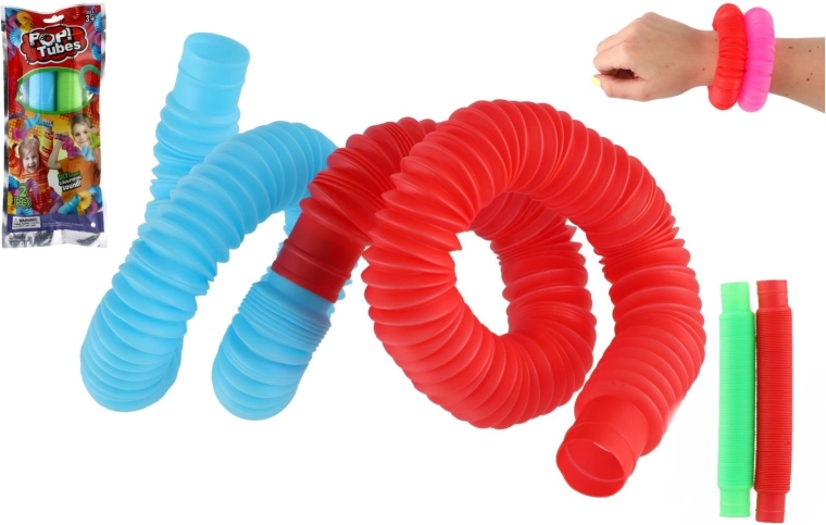 Tubos pop sensoriales extensibles – set de construcción de 2 uds., mix de colores