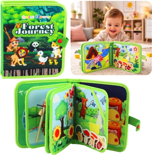 Libro sensorial de fieltro – animales salvajes 3D, libro educativo interactivo para niños