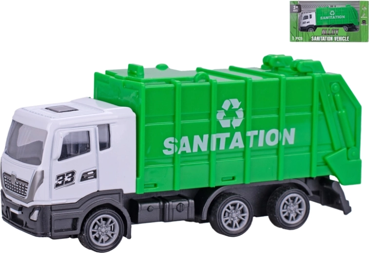 Camión de basura metálico de 12 cm con marcha atrás
