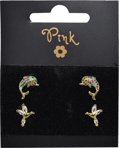 Pendientes chapados en oro Mundo marino – set de 4 uds.