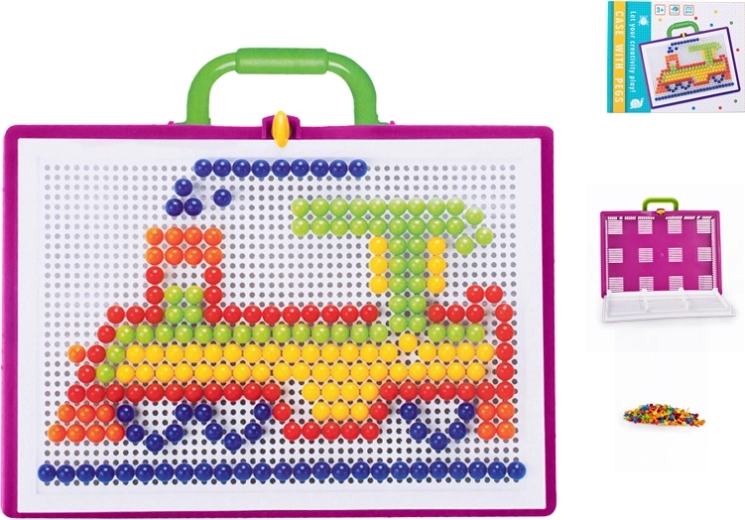 Mosaico infantil con clavijas 272 uds en maletín con tablero