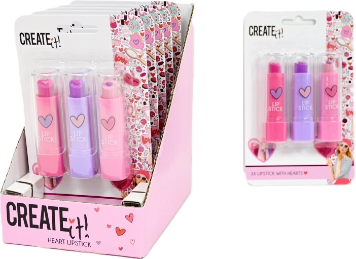 Create It! set infantil de pintalabios Love – 3 colores