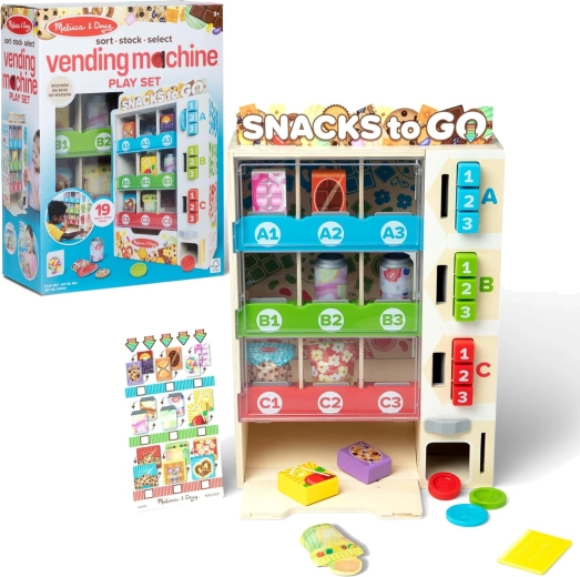Máquina expendedora de madera para snacks Snack to Go Melissa & Doug – juego de tienda