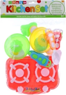 Juego infantil de vajilla de plástico con accesorios