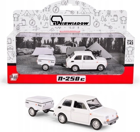 Fiat 126p con remolque Niewiadów N250C – modelo blanco