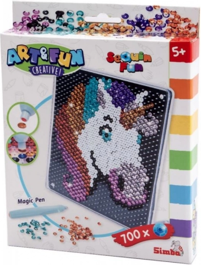 Cuadro de lentejuelas Unicornio para niños