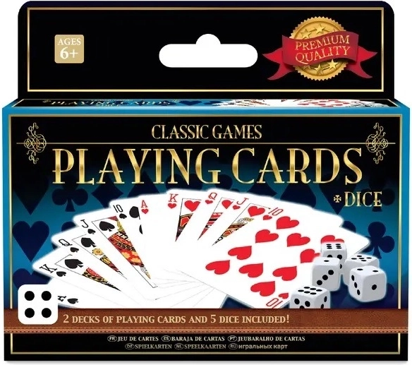 Juegos de mesa clásicos – 2 barajas de cartas y 5 dados