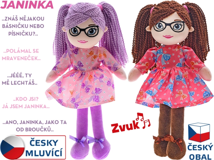 Muñeca de trapo Janinka 30 cm, habla en checo