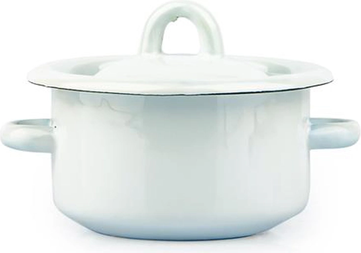 Olla esmaltada con tapa 0,4 l, blanca