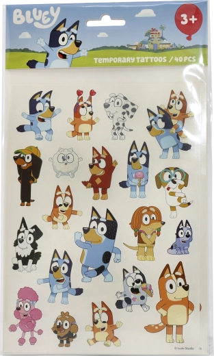 Tatuajes infantiles lavables Bluey – set de 40 unidades