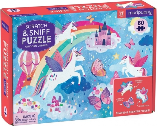 Mudpuppy puzzle sueños de unicornios con aroma, 60 piezas