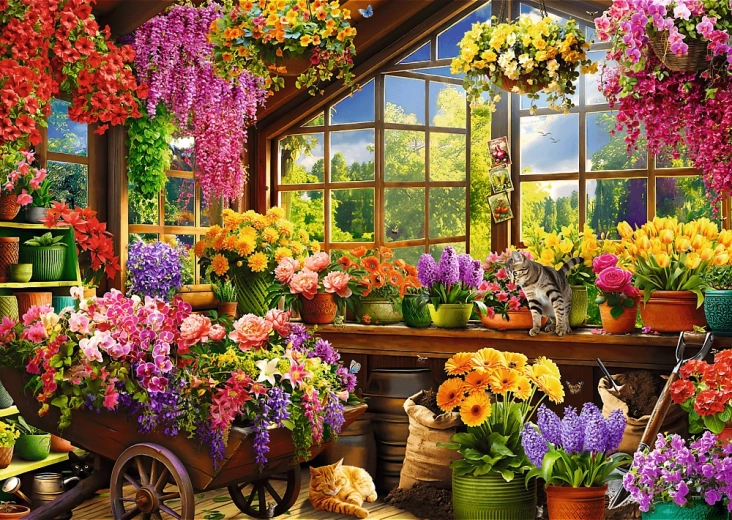 TREFL Puzzle Premium Plus Tea Time: Preparativos de primavera 1000 piezas