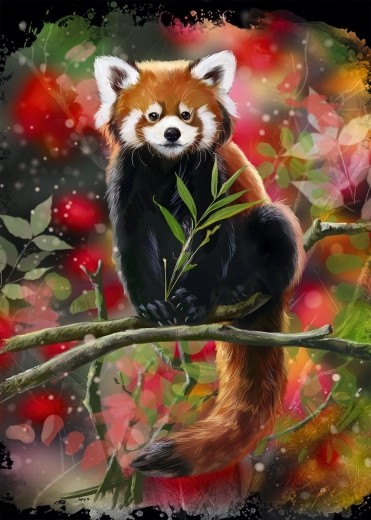Puzzle Panda roja en la rama 1000 piezas