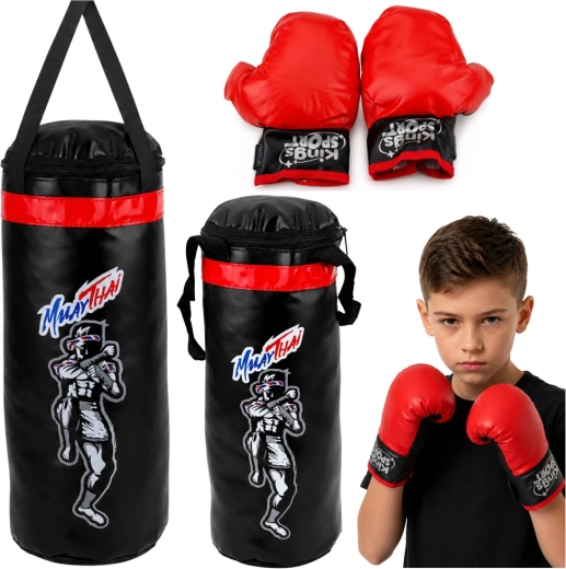 Set de boxeo infantil Muay Thai con saco y guantes 40 × 14 cm