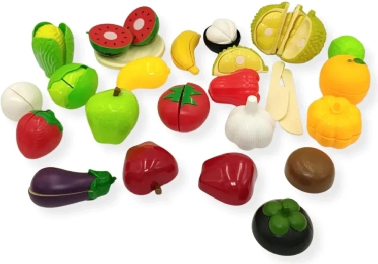 Frutas y verduras para cortar para un juego realista