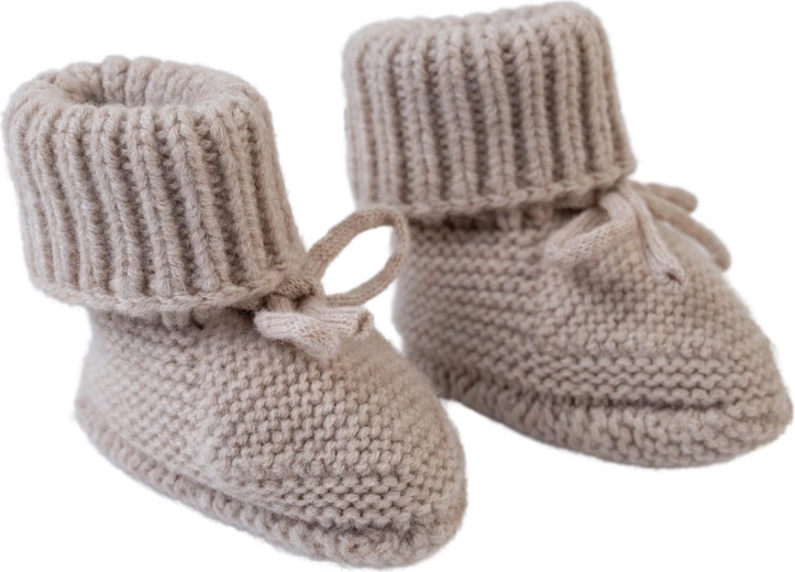 Lodger patucos de merino de punto beige 6–12 meses - 1 unidad