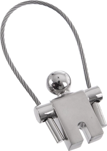 Llavero metálico con cable de acero con forma de muñeco