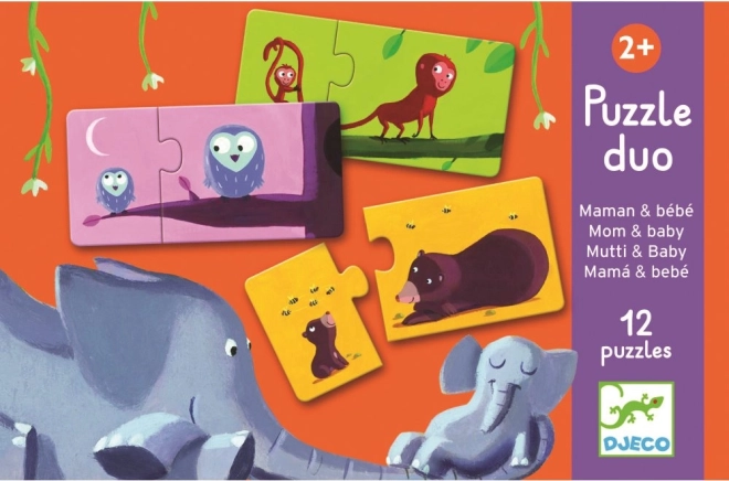 Puzzle Djeco Mamás y crías de animales 12x2 piezas