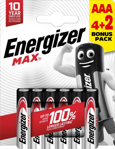Pilas alcalinas Energizer Max AAA 6 uds (4+2 gratis)