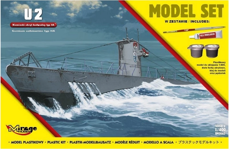 Modelo de submarino U-Boot tipo IIA U2 a escala 1:400 – maqueta
