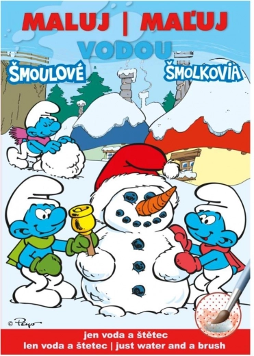 Libros para colorear pinta con agua A5 – Pitufos edición de invierno 15 × 21 cm