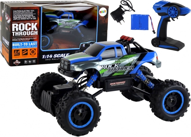Coche todoterreno RC 1:14 2,4 GHz azul 4x4