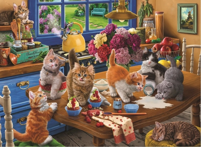 Puzzle de gatitos en la cocina de 1000 piezas