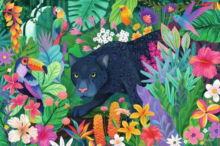 Puzzle Ravensburger Pantera en la jungla florecida 3000 piezas
