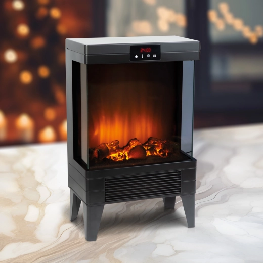 Chimenea eléctrica con efecto panorámico de llama y calefacción