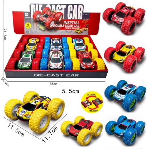 Coche metálico de doble cara 11,5 cm con volante de inercia
