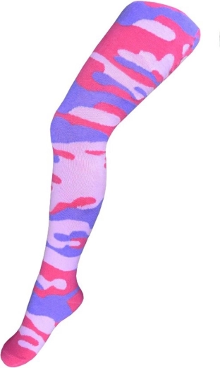Leotardos de algodón New Baby camuflaje rosa‑morado 128 (7–8 años)