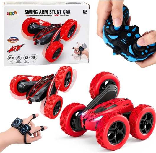 Coche RC acrobático controlado por gestos 360° rojo