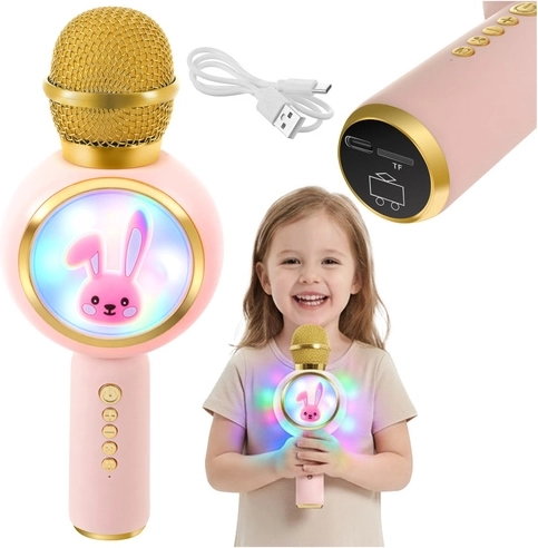 Micrófono karaoke inalámbrico para niños con LED, rosa IZOXIS