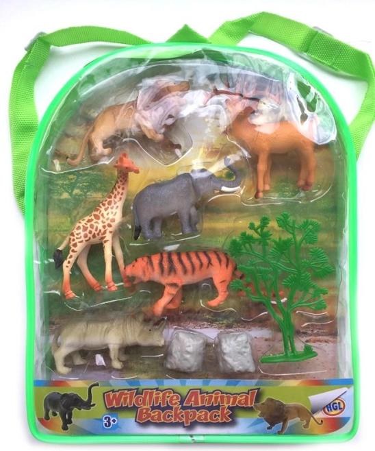 Set de figuras de animales salvajes en mochila – 6 uds
