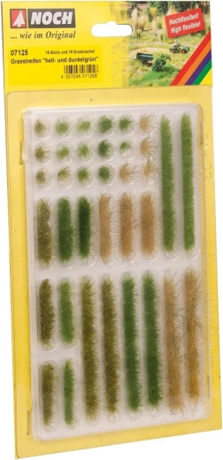 Noch tiras y matas de hierba verde claro y verde oscuro 6 mm