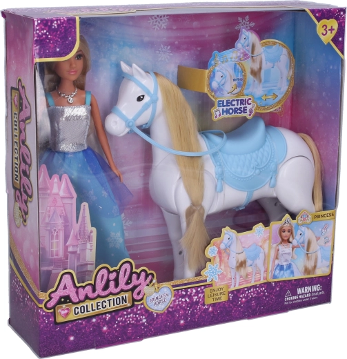Muñeca con caballo y efectos de sonido de 25 cm